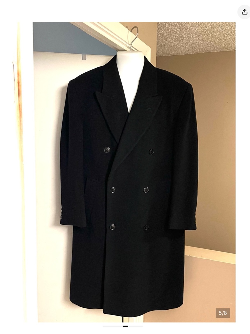 Oscar de la Renta Black Double-Breasted Pea Coat